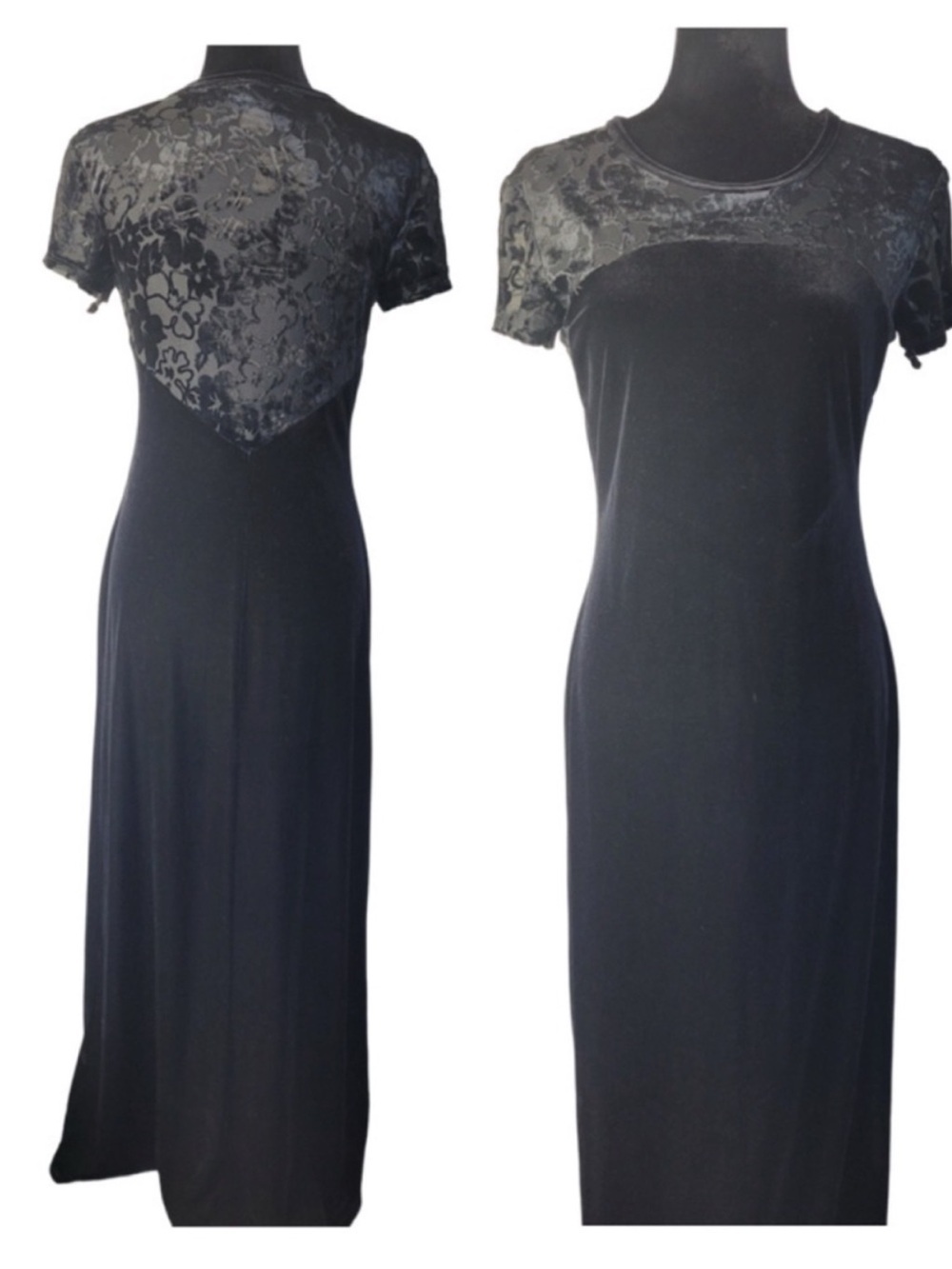✅ My Michele velvet with lace back maxi black dress size 9/10